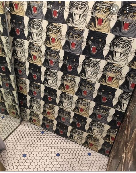 gucci tiger wallpaper bathroom|Gucci tiger face print wallpaper.